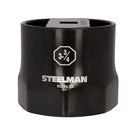 Steelman 3-3/4-Inch 8-Point Locknut Socket Automotive Tool, 3/4-Inch Drive, Install and Remove Truck Wheel Bearing Locknuts, Laser Etched, Powder-Coated Steel