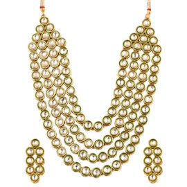 Touchstone "Contemporary Kundan Collection Indian Bollywood Kundan Look Jaipur Mina/Enamel Jewelry Necklace In Antique Gold Tone For Women