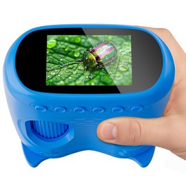 2-in-1 Kids Microscope Telescope, Temodu 2.0" 1000X Digital Microscope for Kids, HD Portable Education Telescope for Kids Birthday Festival Gift, Science Fun Toys for Children Age 4-12 (Blue)