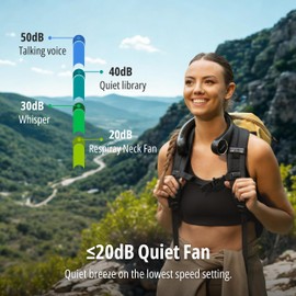 Respiray Portable Neck Fan – Hands Free Quiet 20dB Cooling Neck Fan, 17-Hour 4000mAh Battery, 3 Speeds, Wearable Fan for Neck Fans that Blow Cold Air, Personal Fans Portable Rechargeable (Black)