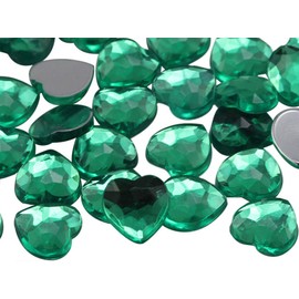 KraftGenius Allstarco 8mm Flat Back Heart Acrylic Rhinestones Tiny Face Gems Body Jewels Card Making Embelishments - 100 Pieces (Green Xmas JG02)