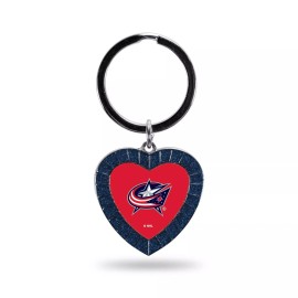 Rico Industries Blue Jackets Colored Rhinestone Heart Keychain - Navy