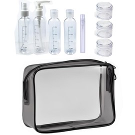 Toiletry Bag & Travel Bottles Set for Toiletries TSA Approved Travel Bottle Leak Proof Refillable & Travel Size Containers for Toiletries Travel Kit | Clear Toiletry Bag TSA Approved for Travel