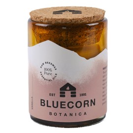 Vanilla Essential Oil & Pure Beeswax Candle in Blown Glass Vessel. Bluecorn Beeswax Botanica. Non-Toxic Scented Candle in 100% Recycled Glass. Vanilla Candle 8 oz.