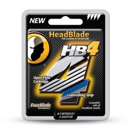 HeadBlade HB4 - 4 Lubricated Razor Blades + 1 Adapter