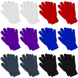 Poualss 12 Pairs Winter Knit Glove for Women and Men Stretchy Magic Gloves Full Fingers Gloves