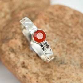 JEWELSTREZOROG Karneol Edelstein-Bandring für Herren und Damen,Geschenkartikel, 925er-Sterlingsilber Bandring handgefertigter Schmuck TSR121E_70 (22.3)