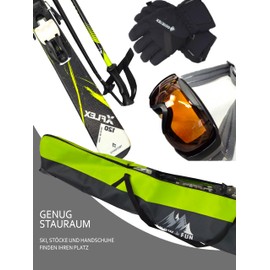 BambiniWelt by Rafael K. Ski Bag [Ski Bag for Children] Ski Bag for Ski Poles Gloves Ski Bag Skicover Children's Ski Bag (Black/Navy, 125 cm)