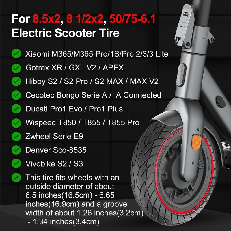 BANGTING 2-Pack 10x2.125 Tubeless Scooter Tires - Fits Models: 8.5x2.0,