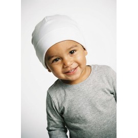 Sterntaler OCS Beanie - Casual Slouch Beanie Hat Made of Single Jersey (Organic) - Unisex Headwear - Wearable with or without Envelope - Baby and Kids Transition Hat - White, Size 45
