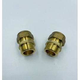 UKDD® 15mm Compression by 3/4" BSP Brass Male Iron Coupler (Pair), 15mm x 3/4" Straight Adaptors