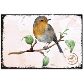 CREATCABIN Vintage Bird Metal Tin Sign Decoration Garden Chickadee Wall Mounted Iron Decor for Garden Street Outdoor Gate Bars Restaurants Cafes Store Pubs Bedroom Bathroom Gift Christmas 12x8 Inch