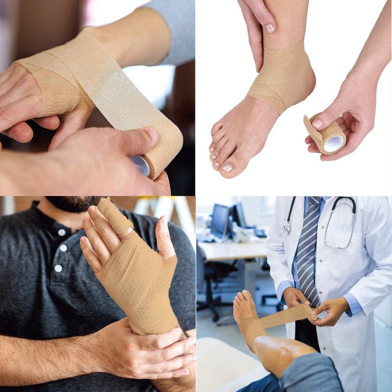 包帯 自己粘着包帯 ール 凝集包帯 伸縮包帯 弾性包帯 通気性 多用途 自着性包帯セット テーピング