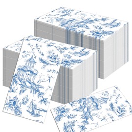100Pcs Blue Paper Guest Napkins Chinoiserie Napkins Disposable Decorative,Party Napkins Guest Towels for Wedding Bridal Shower,Kitchen,Bathroom,Powder Room,Birthday Party Napkin Towel
