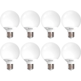 Sunco Lighting 8 Pack Vanity Globe Light Bulbs G25 LED for Indoor Bathroom Mirror Living Area, CRI92 4000K Cool White, Dimmable 450 LM, 6W, E26 Base, Round Frosted Classic Ambient Decorative Bulb, UL