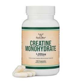 Double Wood Supplements- Píldoras de creatina 1,000mg por porción (120 cápsulas de creatina) Polvo de monohidrato de creatina micronizada w           