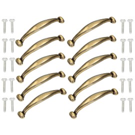 KOTARBAU® Set of 10 Furniture Handles, 96 mm, Bow Handle, Arch Handle, Made of Zamak Alloy, Cabinet Handle, Antique Gold, Chest of Drawers Handle, Kitchen Handle, Bar Handle