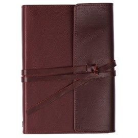 Leatherpress Leather Travelers Journal/Writing Notebook, 100gsm Thick Paper, 400 Lined Pages, Wrap Closure, Full-grain Leather Artisan Collection (8.5” x 6.1” x 1.7")