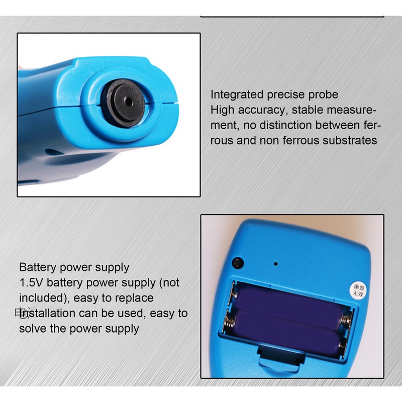 Paint Thickness Meter 0.01mils Resolution Digital Display Coating Depth Gauge