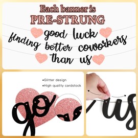 Pre-Strung Good Luck Finding Better Coworkers Than Us Banner, Gold Glitter Going Away Party We Will Miss You Decorations, Great for Goodbye Farewell Job Change Party