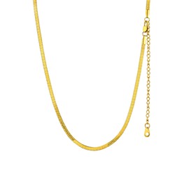 Women's Flat Snake Chain Necklace Stainless Steel in 3 mm 5 mm Flat Snake Choker Simple Necklace without Pendant Multi Layer Suitable in Silver/Gold/Rose Gold with 32 cm/38 cm/46 cm + 9 cm Chain,