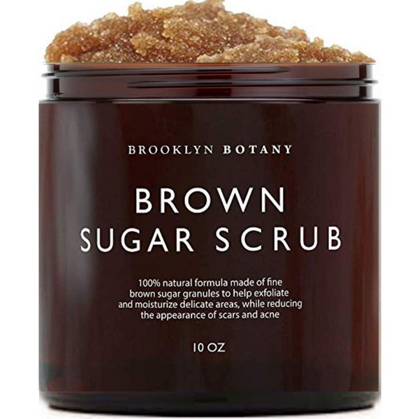 Brooklyn Botany Brown Sugar Body Scrub - Great as a Face Scrub & Exfoliating Body Scrub for Acne Scars, Stretch Marks, Foot Scrub, Great Gifts For Women - 10 oz