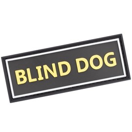Dogline Blind Dog Patches for Harnesses and Vests – Removable 3D Rubber Patches with Hook Backing – for Small Medium or Large Dogs, 2"x 6" - 1 Patch