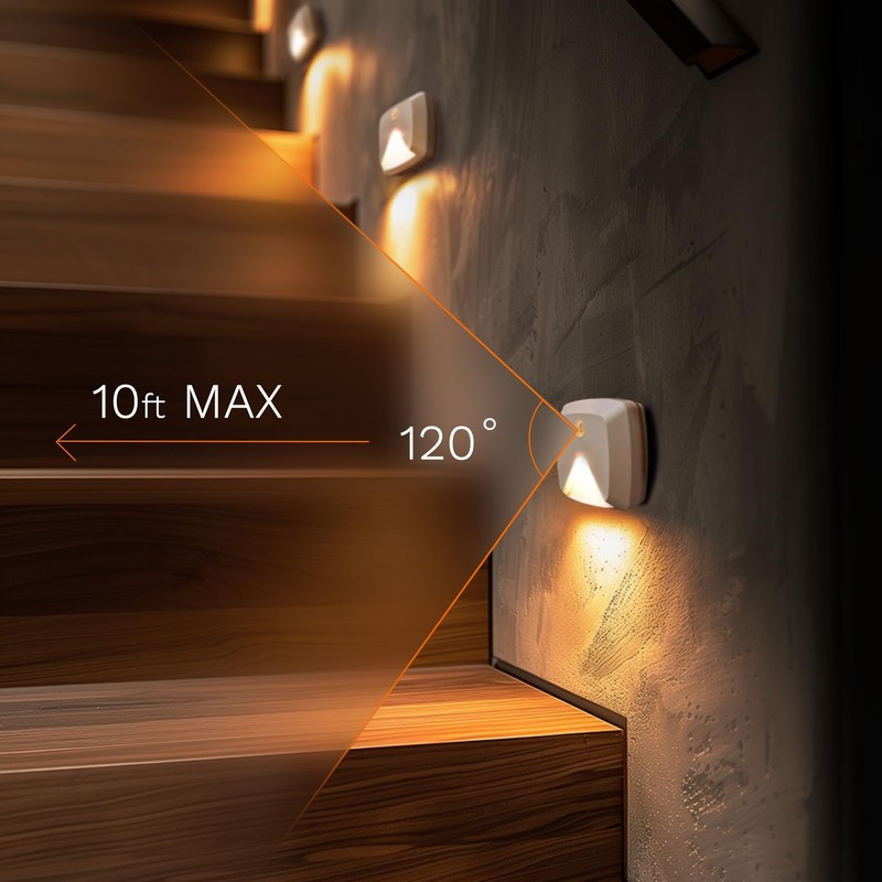 innofox 6-Pack Stick-on Motion Sensor Lights, Warm White LED Night