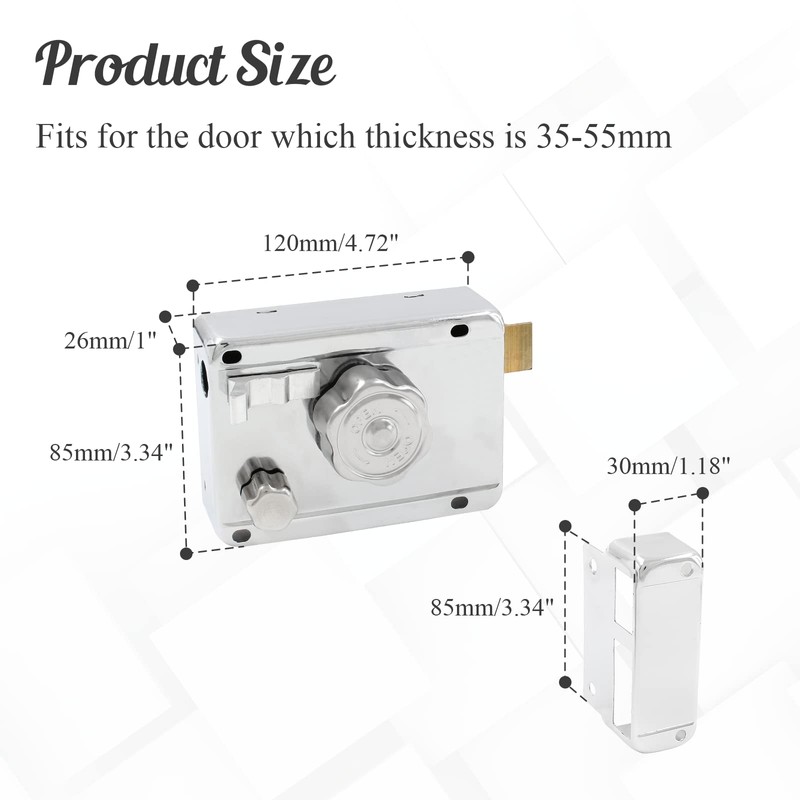 LDEXIN Home Safety Vertical Keyway Cylinder Deadbolt Rim Lock Set
