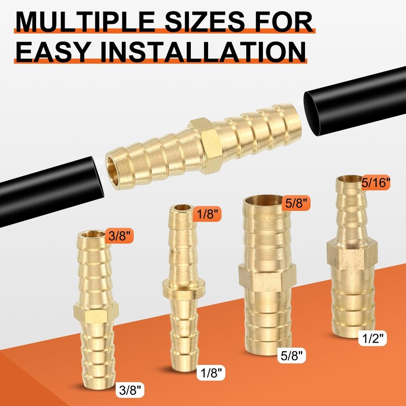 Rebower 1 Pack Brass Hose Barb to Adapter, 10mm Barb