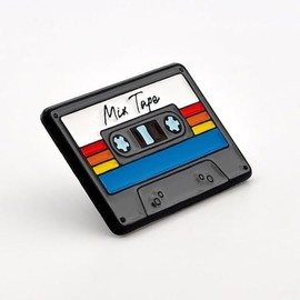 PinMart's Mix Tape Cassette Enamel Pin – Vintage 80s Music Lapel Accessory for Backpacks, Bags, Jackets, Lanyards – Cute Decorative Enamel Pins for Collectors, Gifts & Retro Fans