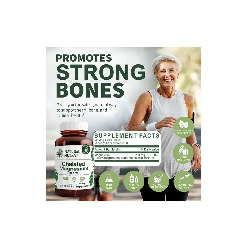 Magnesio Óxido Quelado 250 Mg Chelated Magnesium Oxide Supplement, 270
