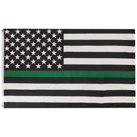 USA American 50 Star Thin Green Line 100D Woven Poly Nylon 3x5 3'x5' Flag Banner