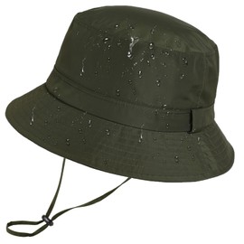 Comhats Large Bucket Hats for Men Womens Waterproof Rain Hat for Walking Golf Ladies UPF 50+ Sun Hat Packable Windproof Chin Strap Adjustable Green XL