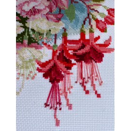 Riolis Stickbildset, Kreuzstich, Motiv Fuchsien, Mittel, Weiß