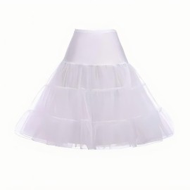 Sunqiran Vintage White 50s Dresses Knee Length Tulle Underskirt for Wedding and Costumes, White, L