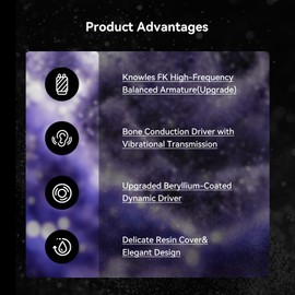 KBEAR KB03 IEM Earphones, Gaming Earphones 1 DD+1 BA+1 Vibration Bone Conduction Driver, Powerful Bass Wired Earbuds, In Ear Headphones Wired with High Purity OFC Cable, IEMs for Gaming