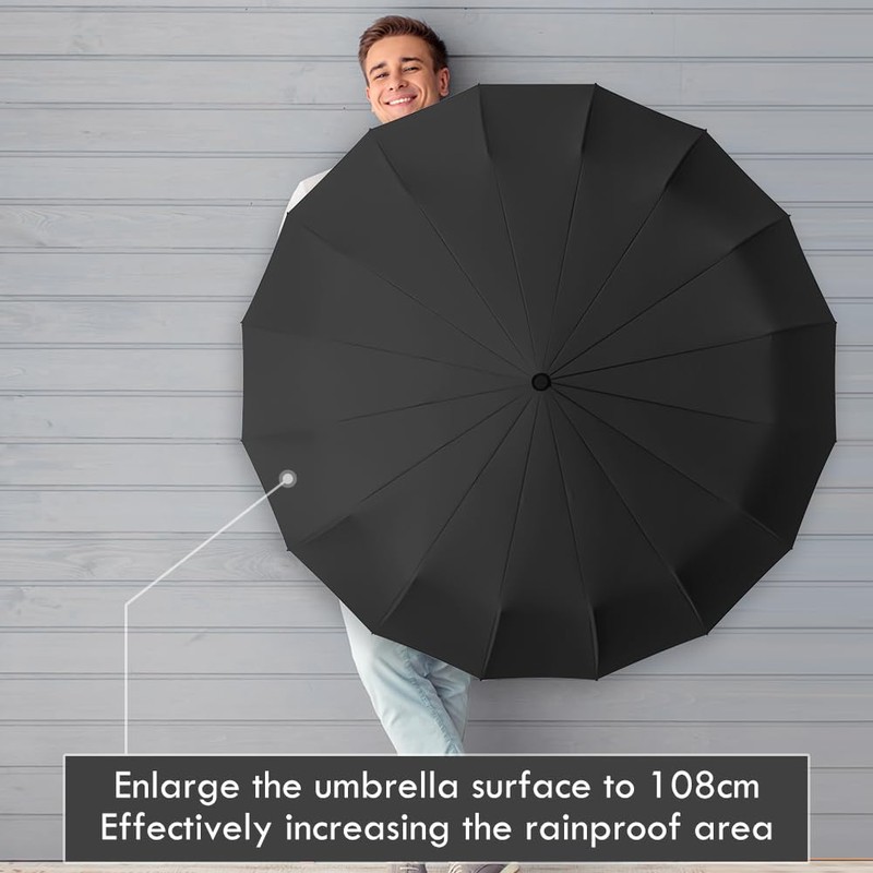 Faltbarer Regenschirm, Auf-Zu-Automatik Taschenschirm, Leichtes Design, Winddicht und Regenfest Klappschirm