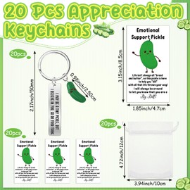 CraftyDream Christmas 20 Set Emotional Positive Support Pickle Keychains Gifts for Christmas Stocking Stuffers Employee Team Coworker