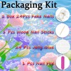 24Pcs Flower Press on Nails Medium Almond False Nails Glossy