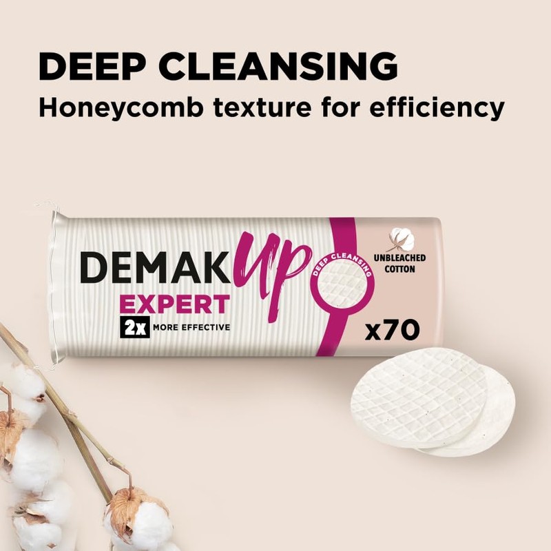 Demak'Up Expert Round Cotton Pads, Makeup Removal, 350 Cotton Pads,