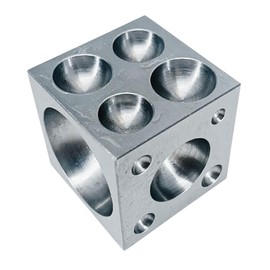 BENCH WIZARD 2.5" Square Steel Dapping Block | 21 Half-Round Shapes | 1/8" - 1 3/4" Size Range | Durable Metalworking Tool | Compact & Versatile | Punches Not Included