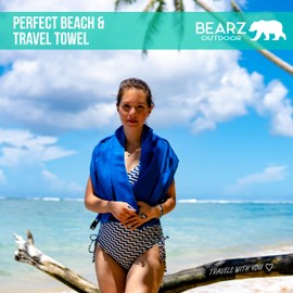 BEARZ Outdoor Quick Dry Towel Travel Towel - 2 Pack Lightweight Microfibre Towel, Absorbent Gym Towel - Microfibre Beach Towel, Microfiber Towel, Travel Essentials & Camping Accessories (Royal Blue)