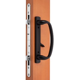 Rockwell Security Euro Charlotte Patio Sliding Door Handle Brushed Nickel Finish Fits 1-3/4 Inch Thick Doors with 3-15/16 Inch Screw Holes with 3 or 4 Holes
