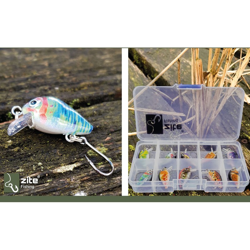 Zite Fishing Mini Wobbler Set - 10 Ultra-Light Artificial Bait