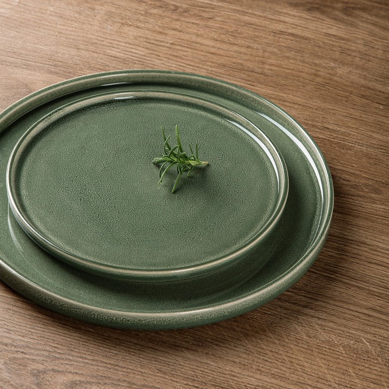 AmorArc Ceramic Dinnerware Sets, Handmade Reactive Glaze Stoneware Plates and