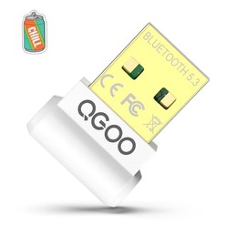 USB Bluetooth Adapter for PC - QGOO Bluetooth Dongle 5.3 EDR, Wireless Bluetooth Receiver for Desktop Computer Laptop Bluetooth Windows 8.1/10/11（white-215）