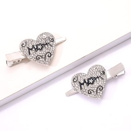 Mother’s Day Hair Clip Rhinestone Mama Hairpin for Women Sparkling Heart Mom Hair Barrette Elegant Mother’s Day Hair Accessory Gifts (Silver Mom)