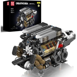 Mould King W16 Engine Building Blocks Set, Combustion Engine Model That Runs, Mini Engine Build Kit for Adults with Battery and Motor, Engineering Construction STEM Toy for Teens(952 Pcs)