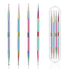 4 Pieces Colourful Dotting Pen, Professional Nail Art Dotting Tools with Ball Tip, Dotting Set, Dotting Tools for Painting Nail Design Patterns, Embossing Nail Design Patterns, Dots
